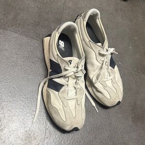 New Balance Beige and Dark Blue Sneakers